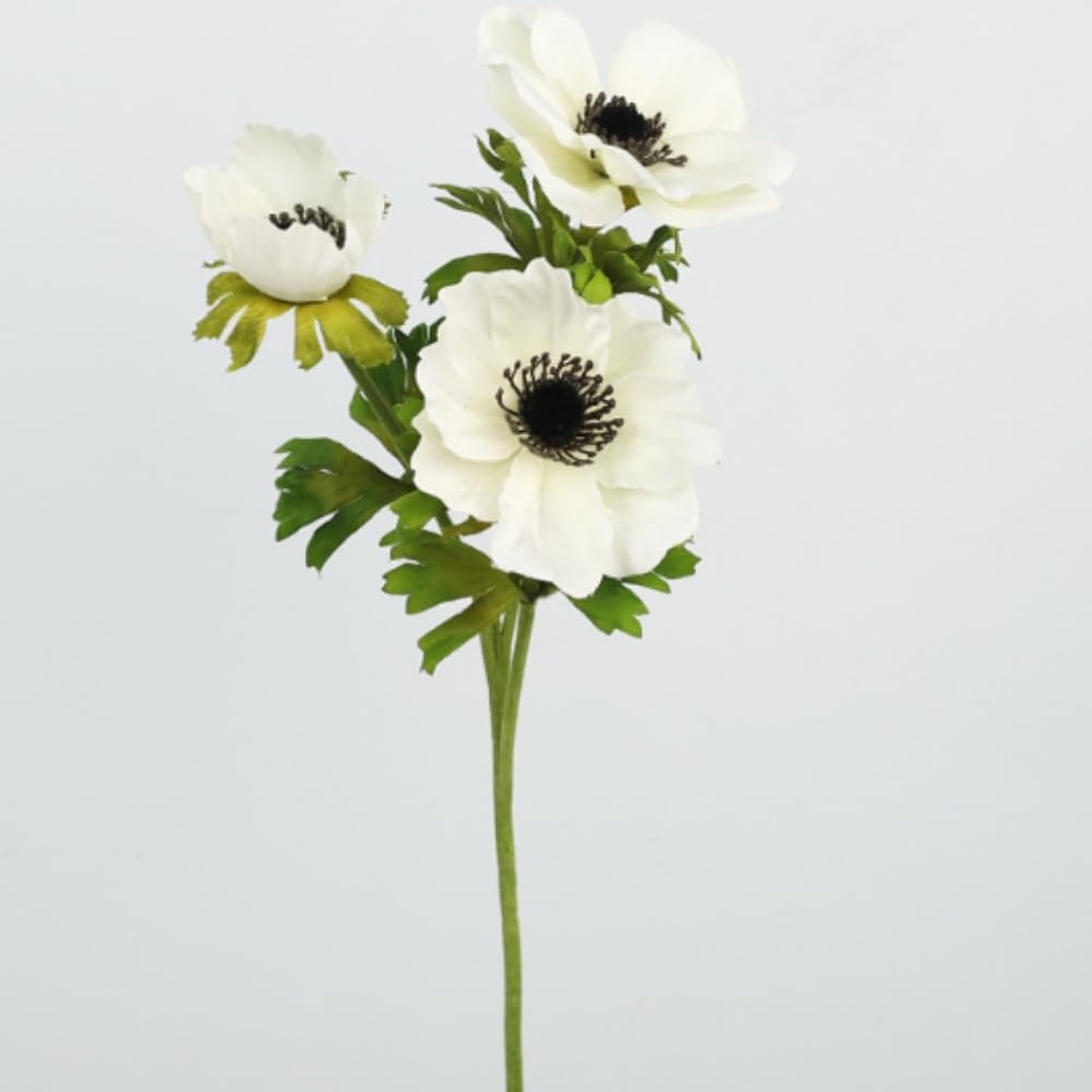 White Artificial Anemone Flowers 21.6" Faux Flowers Silk Flowers With Stems Realistic Fake Flowers For Decoration Faux Anemone Artificial Flowers Bulk Fo Home Wedding Bouquet 3Pack