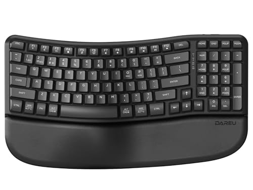 Wireless Ergonomic Keyboard,Ergo Keyboard With Cushioned Wrist & Palm Rest,2.4Ghz / Bt Ergonomic Wave Keys Computer Keyboard,3 Multi-Device Connectivity For Laptop,Mac,Windows - Black