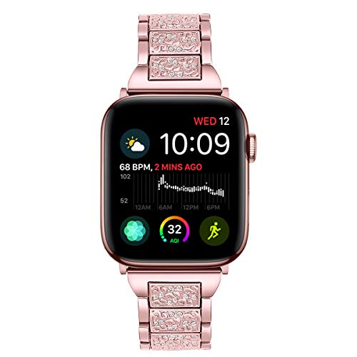Bling Bands Compatible with Apple Watch Band 42mm/41mm/40mm Iwatch Series 11/10/9/8/7/6/SE/5/4/3/2/1, Women Metal Rhinestone Dressy Replacement