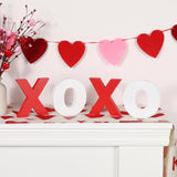 Valentines Day Decor-Wooden Xoxo Tabletop Sign-Classic White Red Valentines Decorations For Home Table Shelf Mantel Fireplace Wedding Party Supplies