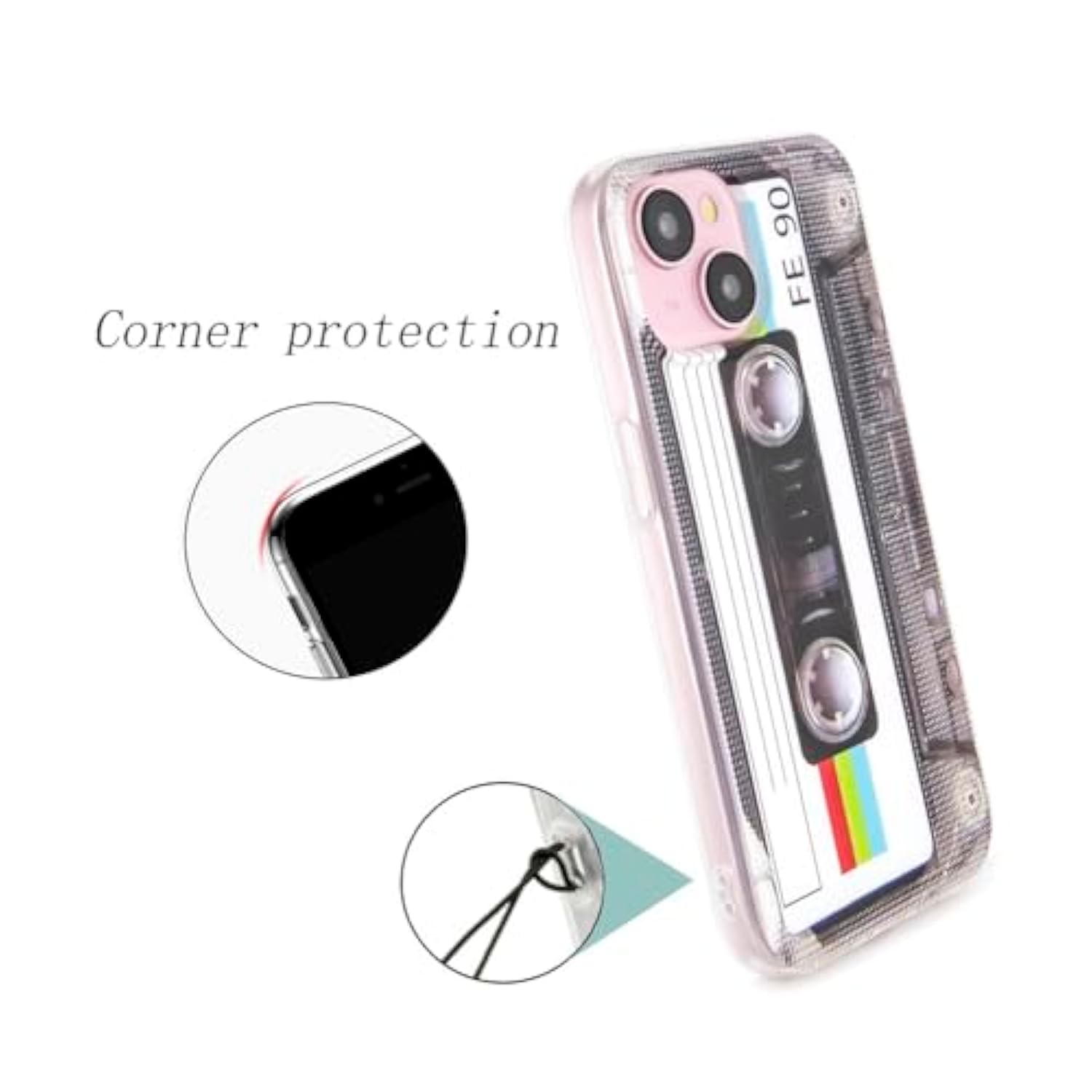 Case For Iphone 15 Matte Finish Heavy Duty Soft Back Cover With Reinforced Corners Tpu Soft Bumper Retro Cassette Tape Case Compatible With Iphone 15