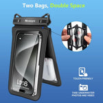 Double Space Waterproof Phone Pouch - 2 Pack, Waterproof Phone Lanyard Case with iPhone 16/15/14/13/12 Pro Max up to 8.3"