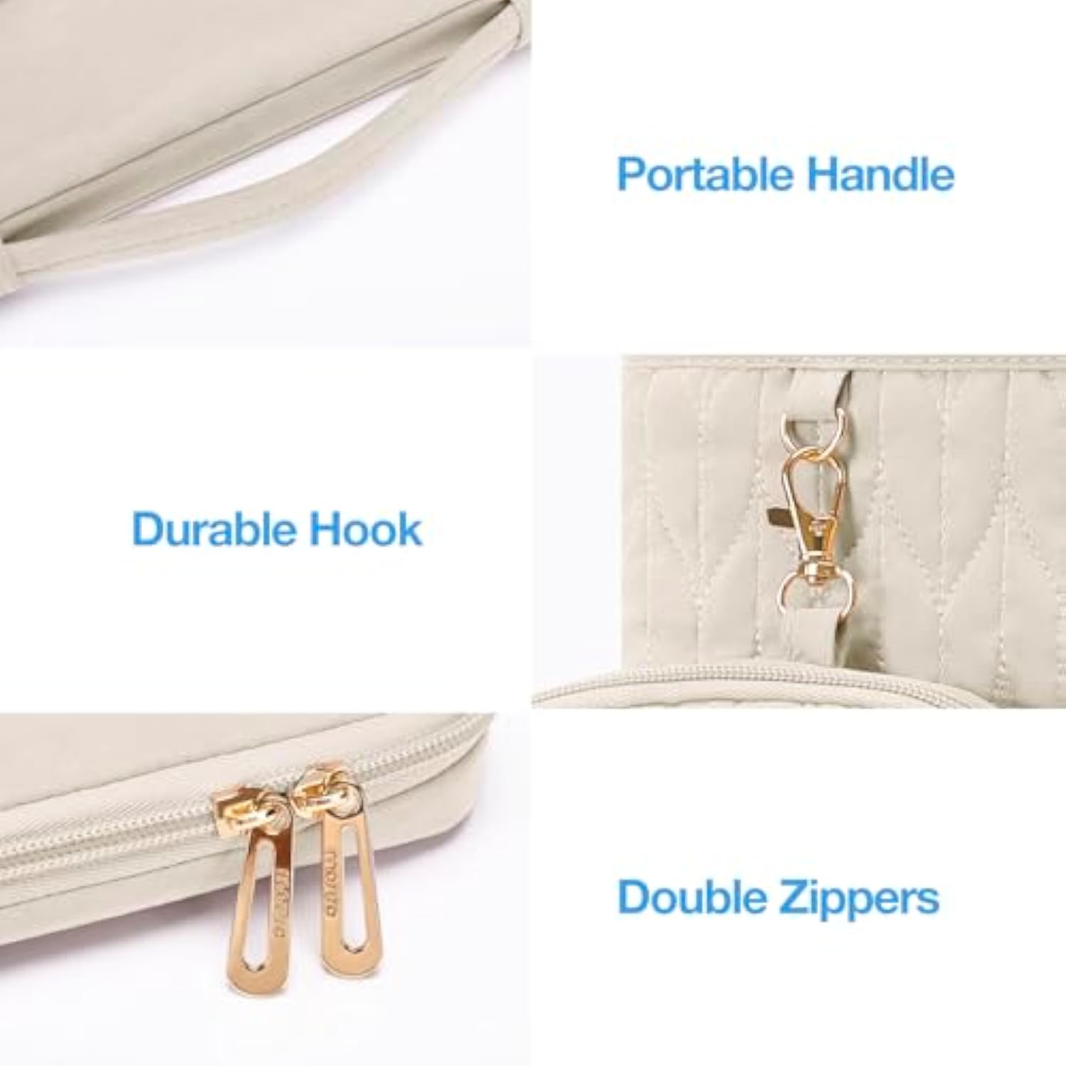 MOSISO 15-16 inch Laptop Sleeve Compatible with MacBook Pro 16 inch M4 M3 M2 M1, 15.6 inch Carrying Case Petal Quilted Bag with Horizontal&Vertical Pockets&Small Case&Handle&Belt, Sand