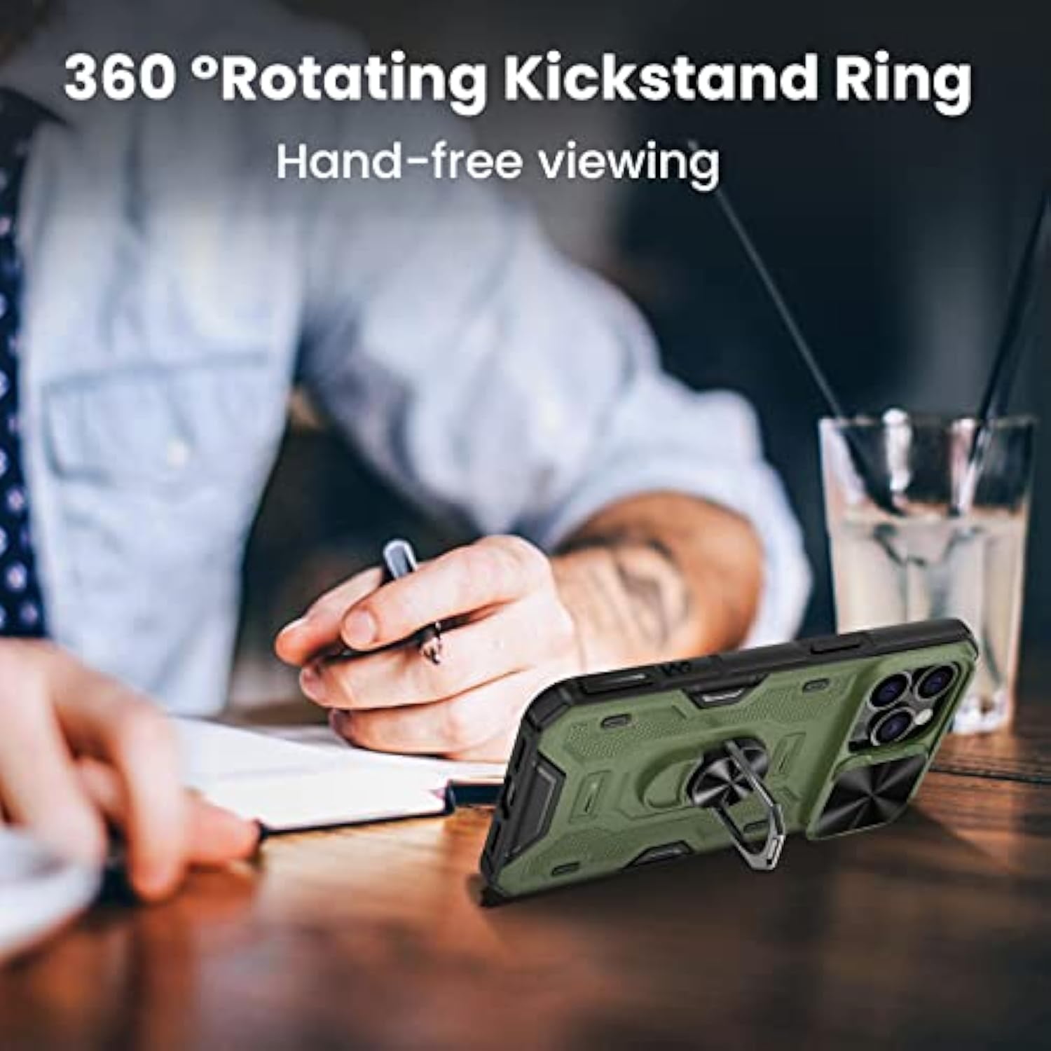 For Iphone 14 Pro Max Case With Slide Camera Cover Built In 360° Rotate Ring Stand Kickstand Fit For Magnetic Car Mount Cover For Iphone 14 Pro Max 6.7" 2022 - Green