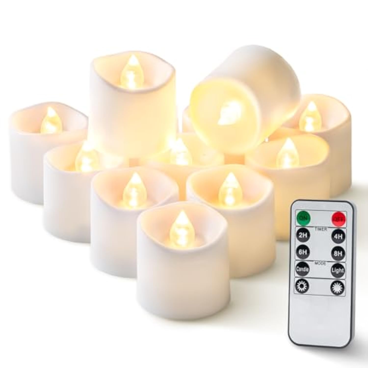 12Pack 400+Hour Remote Control Flameless Candles, 2/4/6/8H Timer Led Votive Candles, Battery Operated Tea Lights For Wedding Table Centerpiece, Holidays, Halloween Pumpkins, Christmas Decor