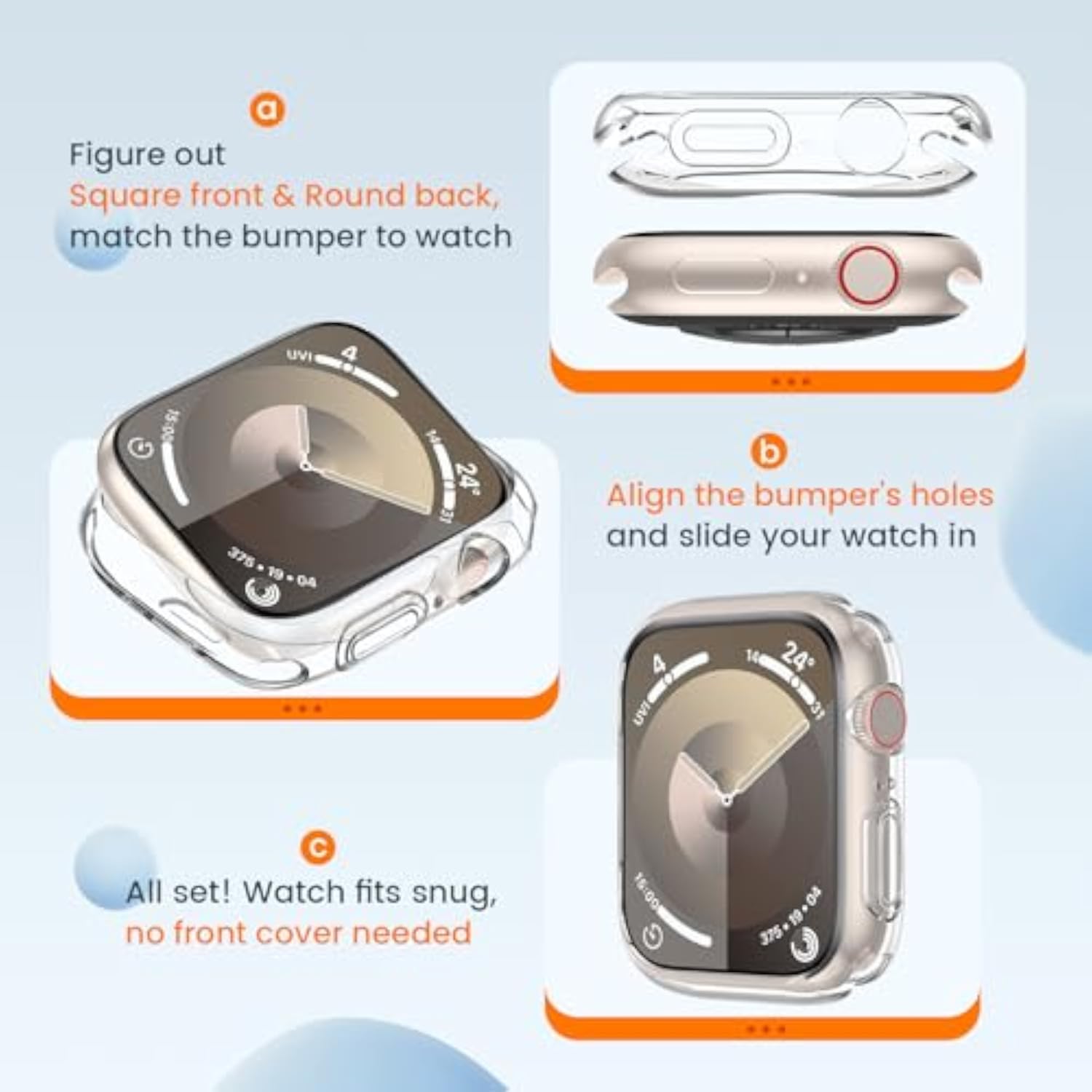 2 Pack Clear Bumper Case for Apple Watch Series 7 41mm