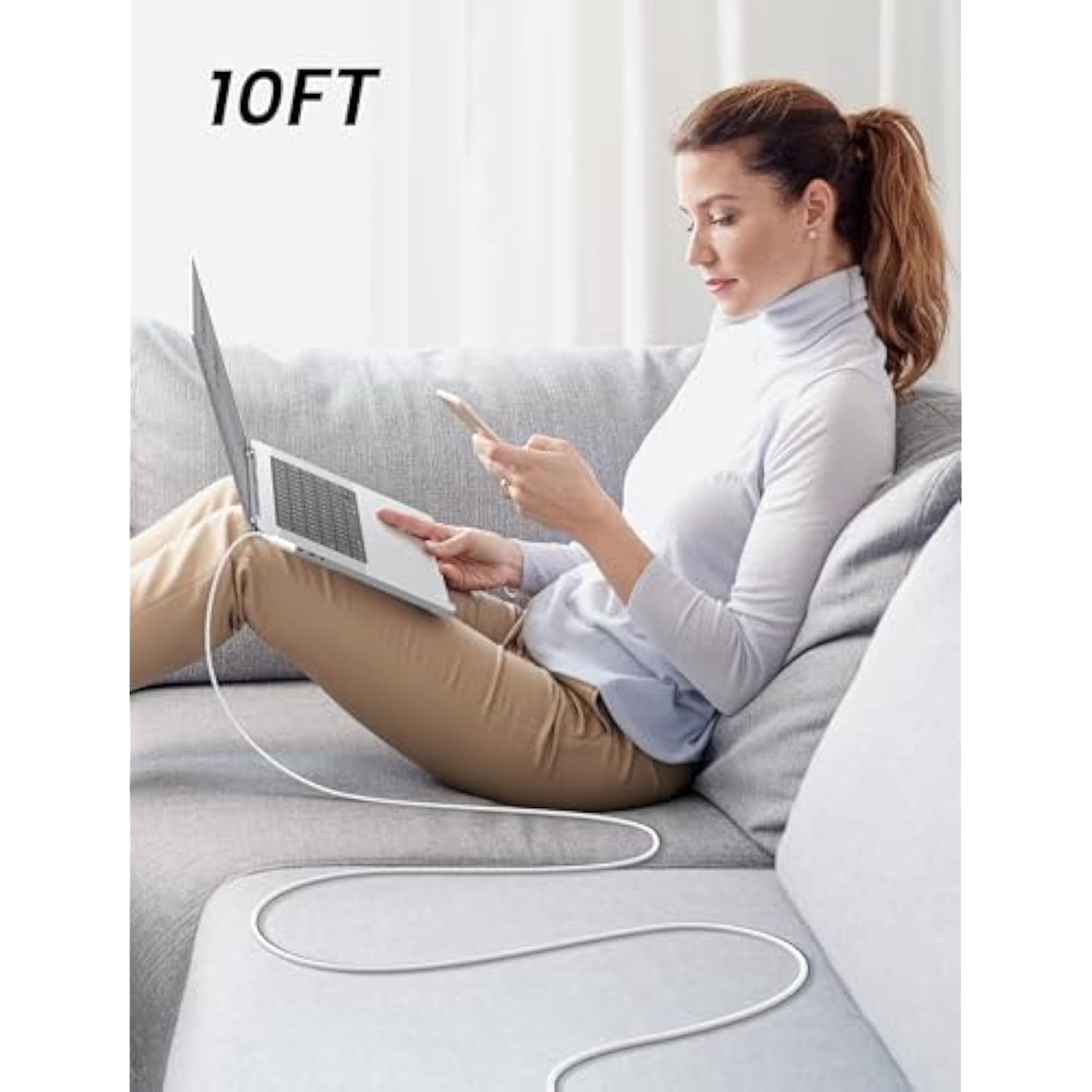 140W Usb-C To Mag Safe 3 Cable 10Ft Right Angle, Macbook Charging Cord Compati