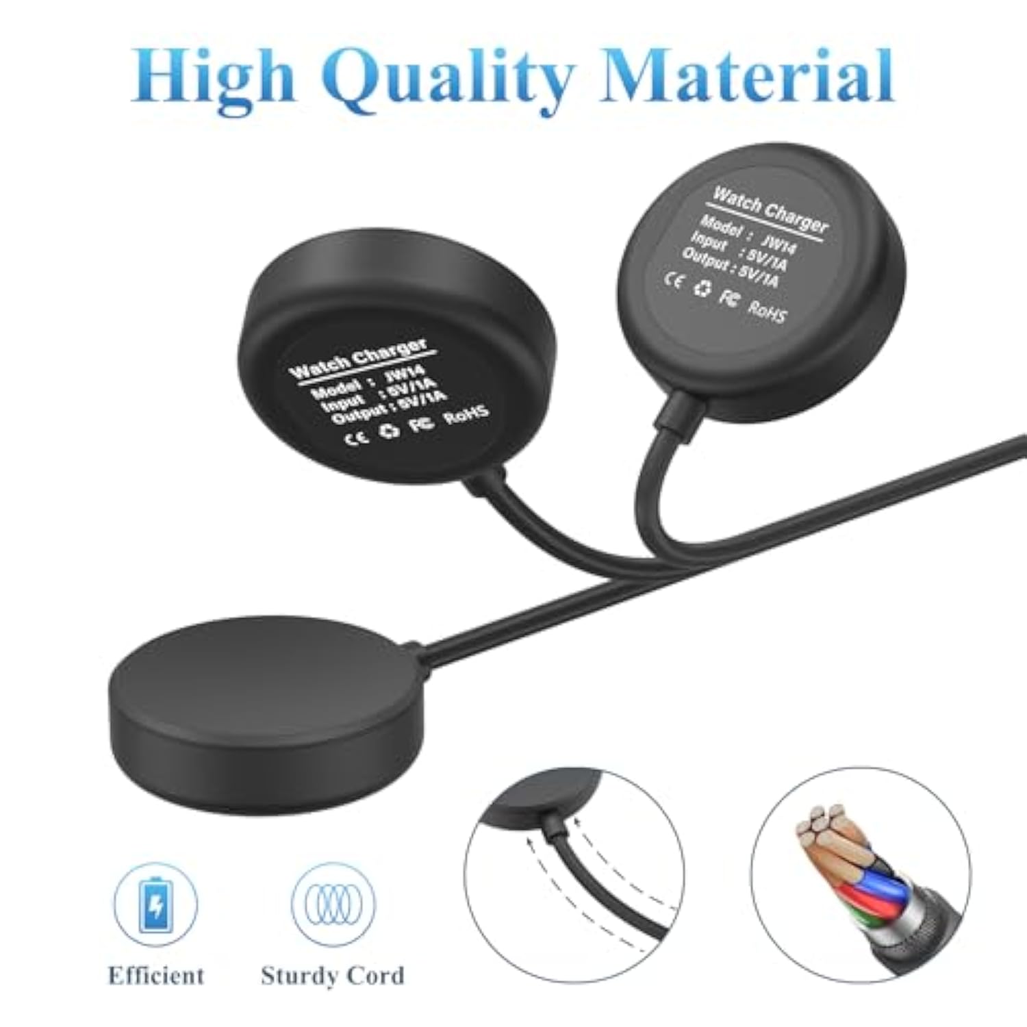 Usb C Watch Charger Cable Compatible With Samsung Galaxy Watch 6 Classic/6/5 Pro/5/4 Classic/4/3/Active 2/1, Wireless Magnetic Charging Dock Car Charger Cord (Black 3.3 Ft/1M)