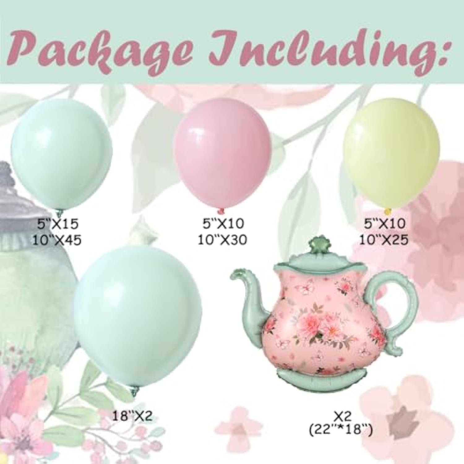 Tea Party Decorations 139Pcs Pastel Tea Party Balloon Arch Garland Kit With Pink Green Teapot Mylar Balloon For Let'S Par-Tea Girls Birthday Spring Garden Tea Party Decor (Tea Party)