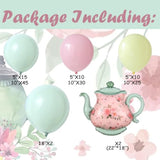 Tea Party Decorations 139Pcs Pastel Tea Party Balloon Arch Garland Kit With Pink Green Teapot Mylar Balloon For Let'S Par-Tea Girls Birthday Spring Garden Tea Party Decor (Tea Party)