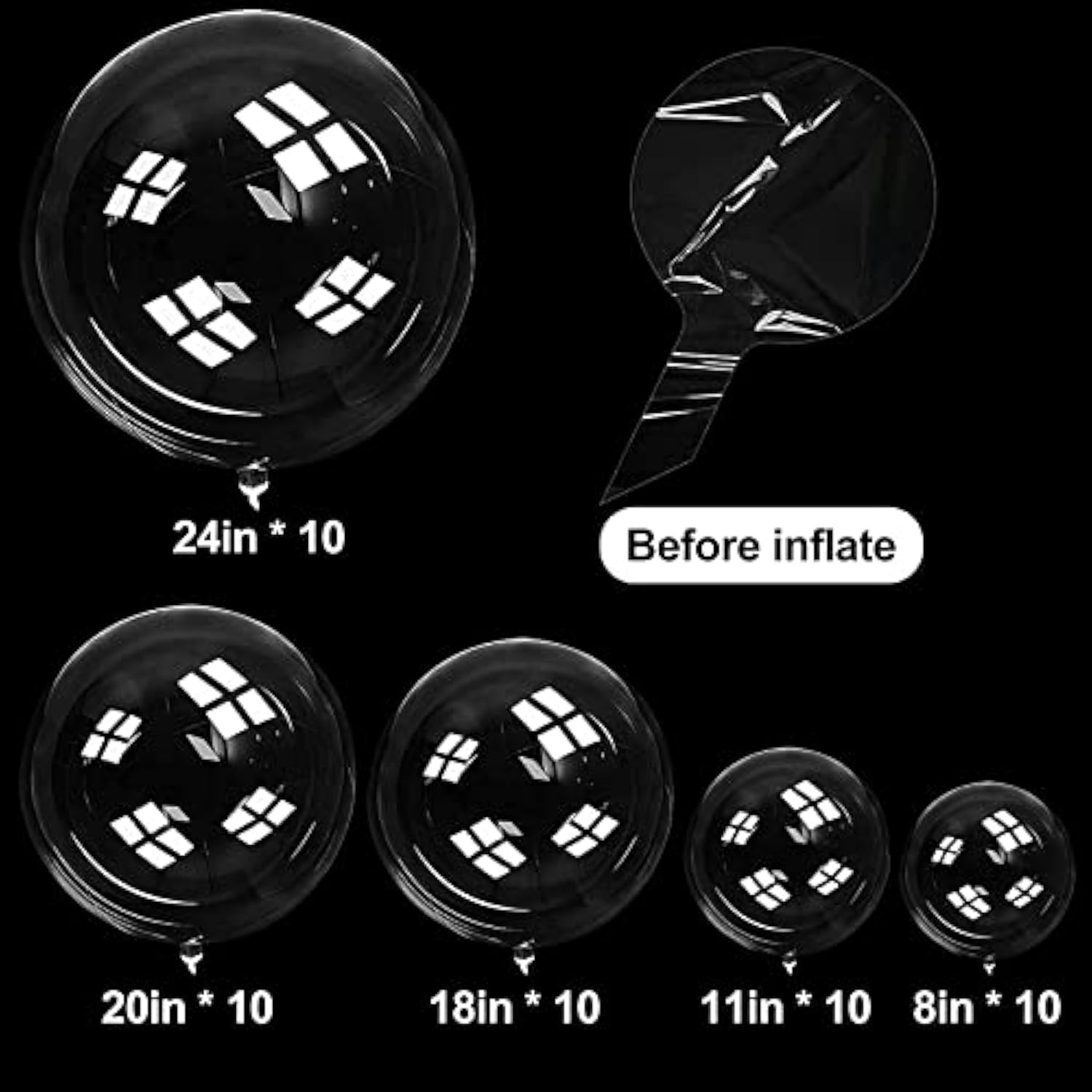 Bobo Balloons Kit 50Pcs - Arch Kit, Clear Decor For Birthdays, Weddings, Baby Showers, Durable Tpu - Party Decorations, Bulk Set (8/11/18/20/24-Inch)