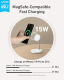 Anker MagSafe Compatible MagGo Charger Stand, iPhone 17 Wireless Charger, 2-in-1 Charging Station, Qi2 Certified 15W Fast Charging, for iPhone