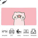 Cute Kawaii Pig Pink Extended Gaming Keyboard Mouse Pad, Non-Slip Leather Home Office Desk Mat Protector