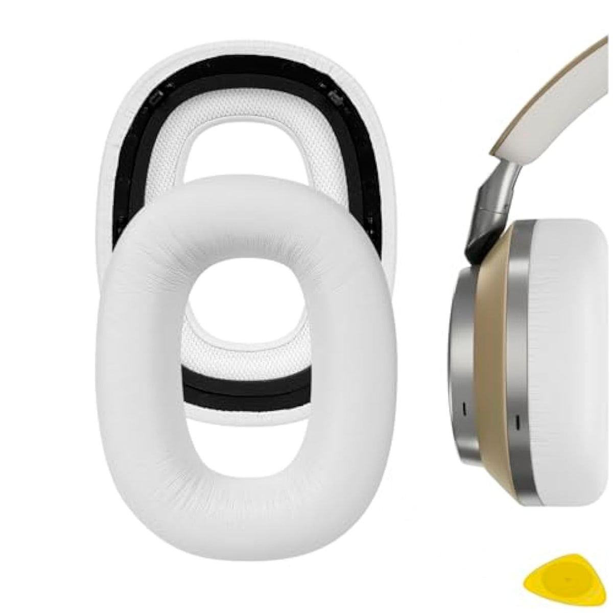 Geekria QuickFit Replacement Ear Pads Compatible with Bowers & Wilkins Px8, Px7 S2 (Do Not Fit Px7, Px7S2e) Headphones, Ear Cushions (White)