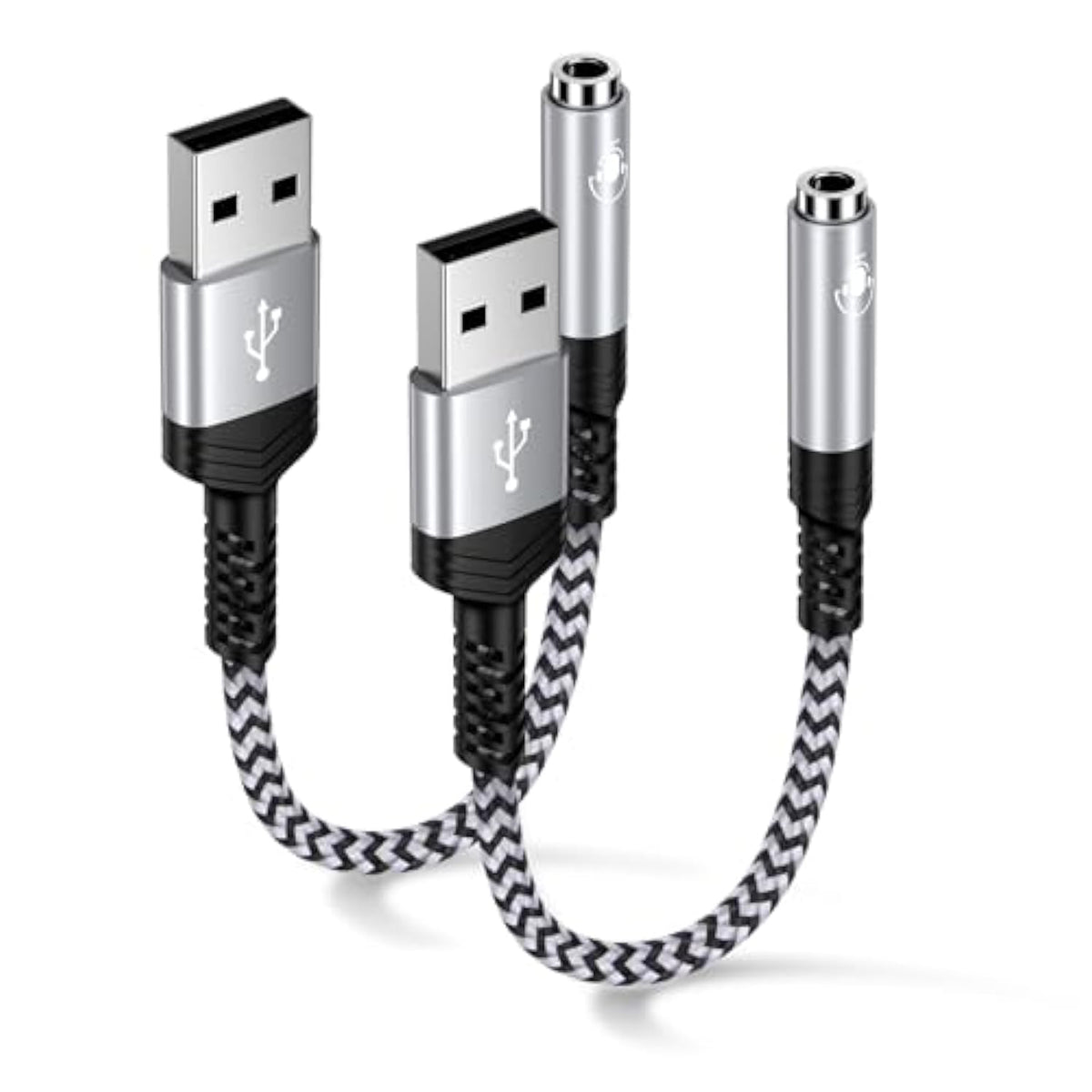 Usb To 3.5Mm Jack Audio Adapter, 2Pack Usb A To 3.5Mm Trrs 4-Pole Audio Aux Cable External Stereo Sound Card Female Headset For Ps4/Ps5/Spearker/Computer/Pc/Mac/Linux/Laptop/Desktops/Docking Station