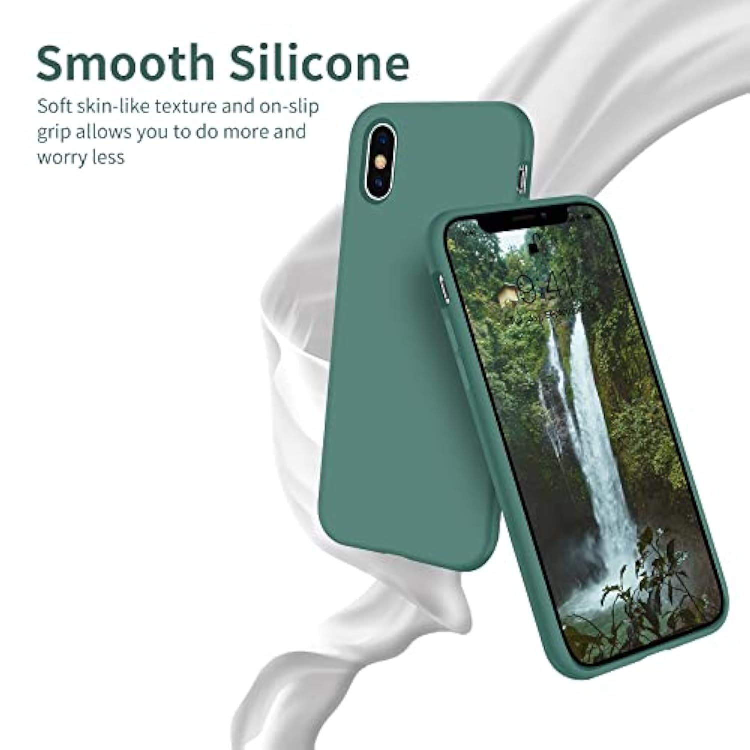 Compatible With Iphone X Case,Ultra Slim Fit Iphone Xs Case Liquid Silicone Iphone 10 Case With Full Body Protection Anti-Scratch Shockproof Bumper, 5.8 Inch, (Pine Green)