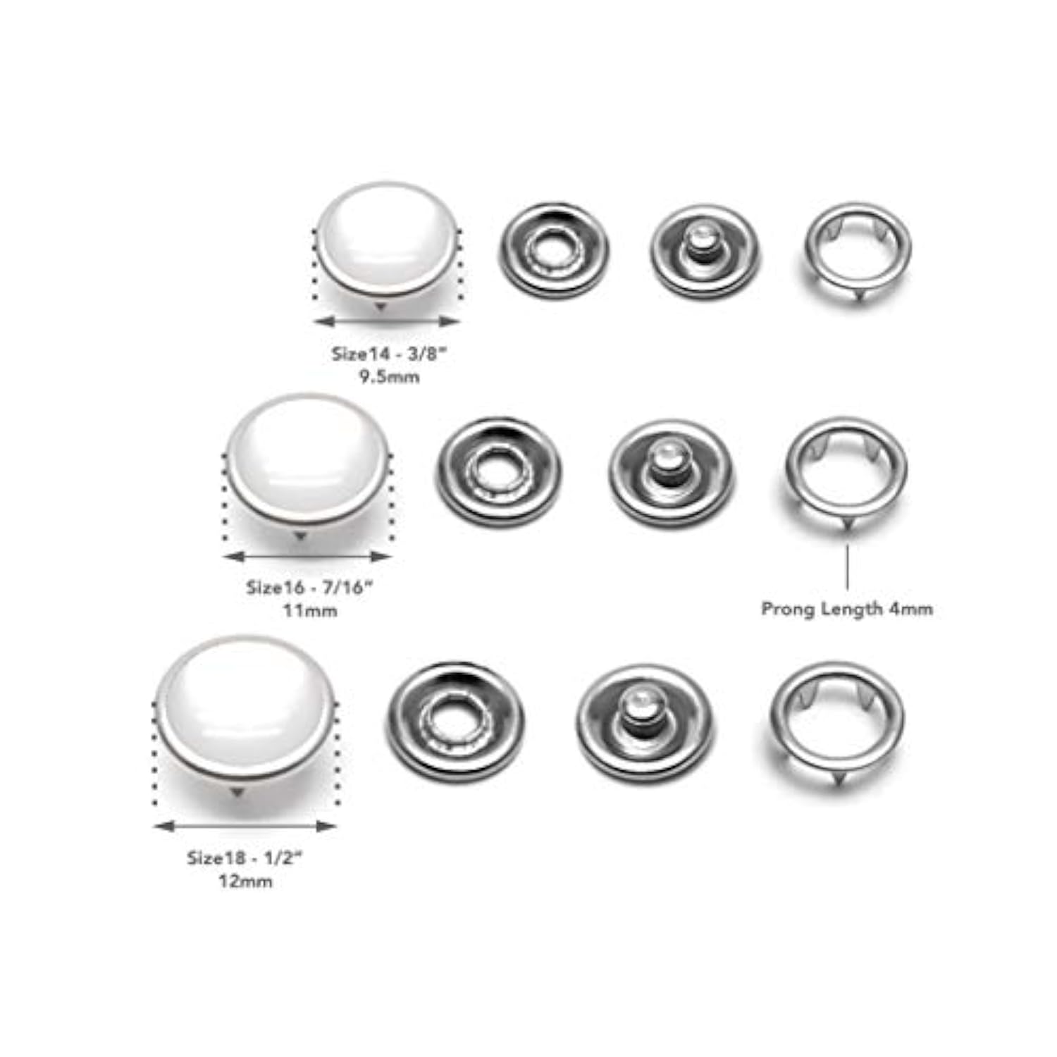 20 Sets 10.5Mm Cloudy White Pearl Snaps Fasteners Pearl-Like Button Fo