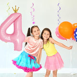 Number 4 Balloon With Crown, Large Number Balloons 40 Inch, 4Th Birthday Party Decorations Supplies 4 Year Old Birthday Sign Decor, Pink