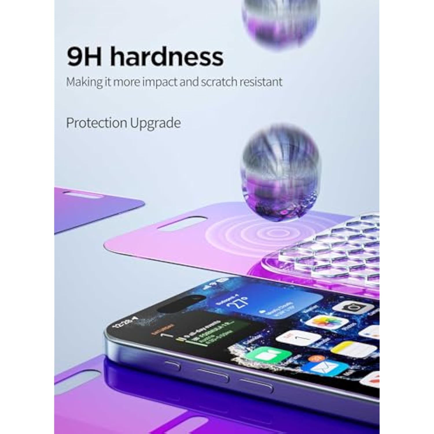 Compatible For Iphone 16 Pro Max Privacy Screen Protector Tempered Glass 6.9 Inch, Purple Gradient Anti Spy Anti Blue Light Hd Easy Installation