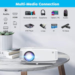 Mini Projector, Hd Portable Projector 1080P Full Hd Supported, Movie Projector Compatible With Smartphone & Tablet Tv Stick Laptop Hdmi Usb Av, White