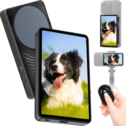 Selfie Monitor Screen for iPhone 16/15/14/13 & Android, Magnetic Back Camera with Remote, No Delay Phone Vlog Selfie Monitor Screen for TikTok Live