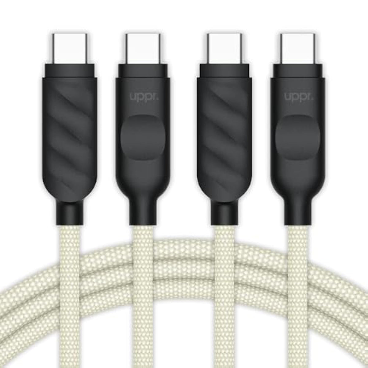 Designs Premium Braided Usb-C To Usb-C Cable, Fast 60W Charging, Compatible With Iphone 15 16 Ipad Macbook Carplay, 2 Pack, Sand/Black, 2M (6.6 Ft)