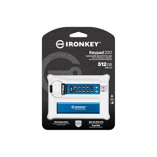 Ironkey Keypad 200 Type -A Hardware-Encrypted Usb Flash Drive Fips 140-3 Level 3 (Pending) With Xts-Aes 256-Bit Hardware Encryption - Ikkp200/512Gb