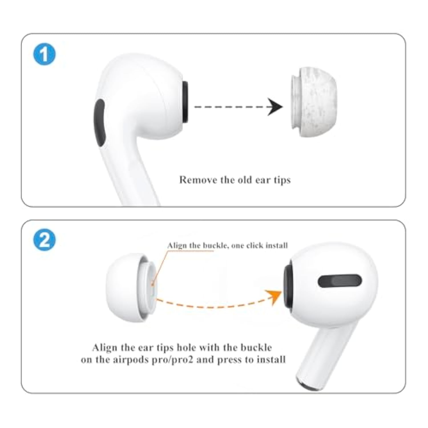 3 Pairs Replacement Ear Tips For Airpods Pro 2Nd And Airpods Pro Generation With Portable Storage Box, Noise Reduction Hole & Built-In Dust Guard Screen, Silicone Ear Tips For Airpods Pro(White, S)