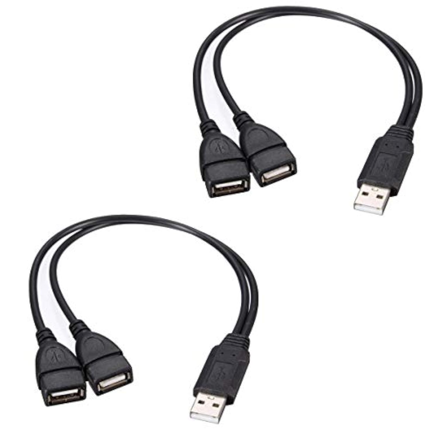 Usb 2.0 Adapter, Dual Usb Female Jack Y Splitter Charger Cable (2 Pack) For Laptop/Tablet/Smartphone Data Transmission/Charging