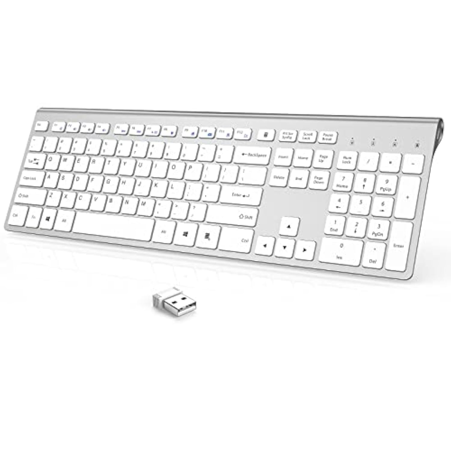 Wireless Keyboard, 2.4G Rechargeable Ultra Slim Full Size Silent Wireless Comp