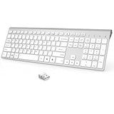 Wireless Keyboard, 2.4G Rechargeable Ultra Slim Full Size Silent Wireless Comp