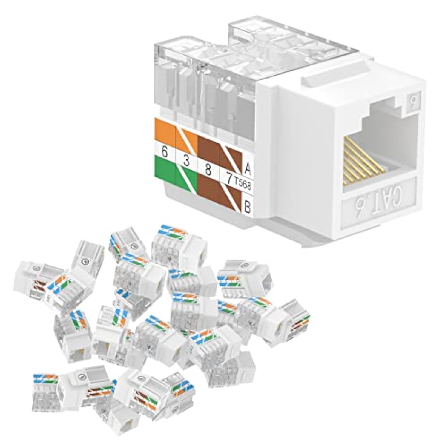 Rj45 Cat6 Keystone Jacks Ul-Listed 10-Pack, Ethernet Punch Down Keystone Utp,