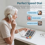 Extra-Loud (110Db) Landline Phone For Seniors & Hearing Impaired - Hearing Aid Compatible, Large Button Corded Phone With 3 Photo Speed Dial, Speakerphone,Easy For Alzheimers Visually Impaired - White