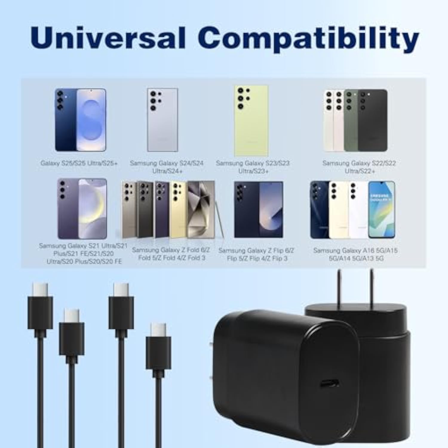Fast Samsung Phone Charger,25W Samsung Charger Fast Charging,2Pack Quick Type C Android Chargers 10Ft Usb C Chargers Cable For Samsunggalaxy S25 Ultra/S24 Fe/S24+/S23 Fe/S22/S21+/S20/Z Fold 7/Z Flip 7