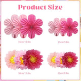 12Pcs Paper Flowers Fans Hot Pink Party Decorations Tissue Paper Flowers Decorations For Girl Groovy Birthday Baby Shower Wedding Bachelorette Room Wall Hanging Décor