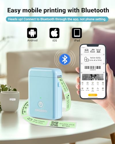 Label Maker Machine With Tape, X1 Portable Bluetooth Label Printer For Home Office Organization, Support Pre-Cut & Continuous Labels, Inkless Thermal Small Labeler For School Kitchen, Blue