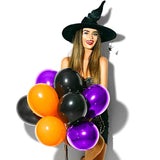 100Pc Halloween Balloons – 13" Orange Purple Black Latex Party Decorations