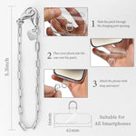 Phone Chain Wrist Strap Metal Phone Lanyard Wristlet Strap With 2Xtpu Tether Tab For Women Shopping Traveling Party Silver