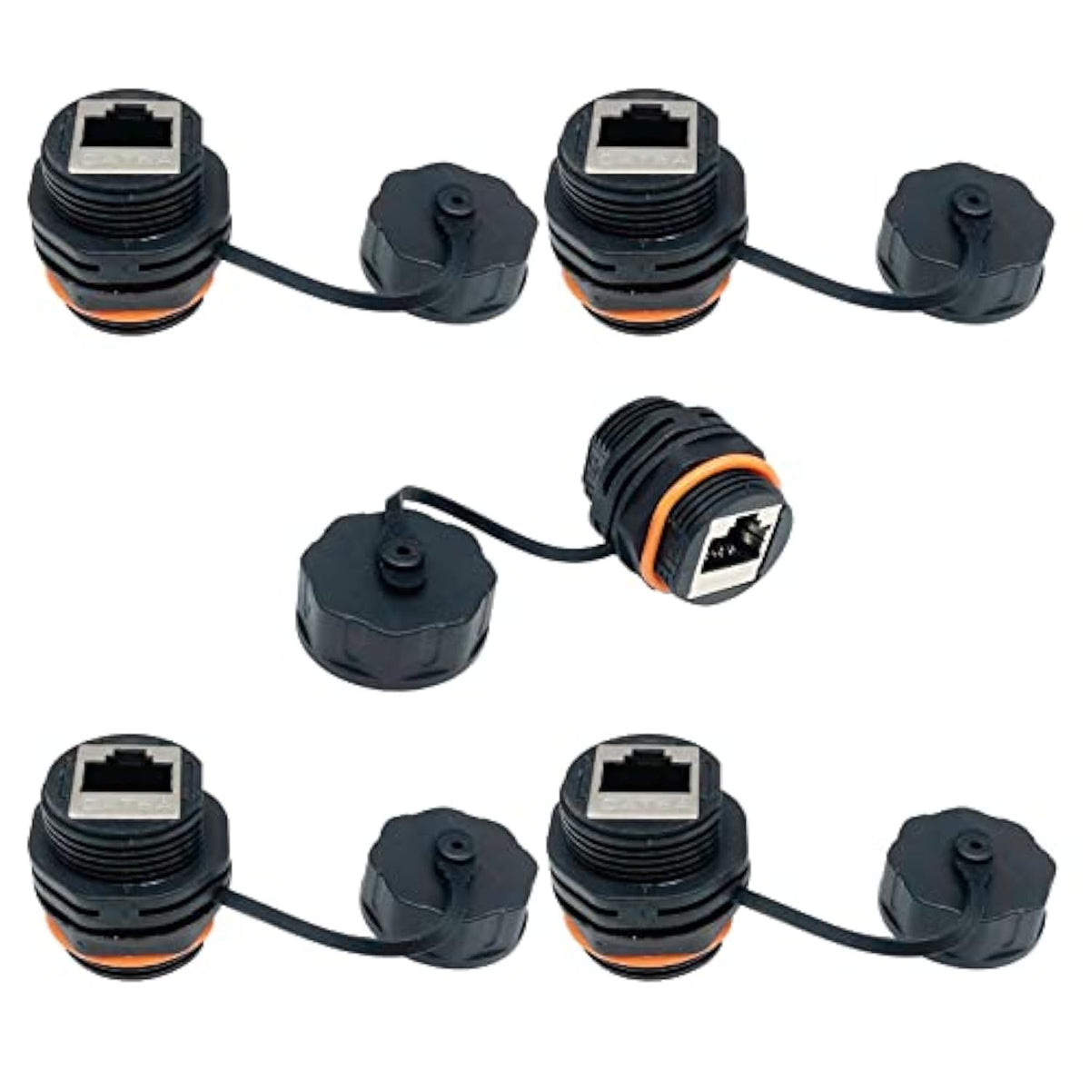 5Pcs Waterproof Rj45 Panel Mount Coupler,Shielded Cat6A/6/5E/5 Ethernet Lan Ca