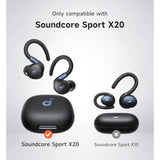 Soundcore Sport X20 Earbuds Case Cover with Shockproof Bumper and Logo Visible Design, Rugged Protective Cover with Carabiner and Cleaning Kit, Black
