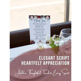 50 Navy Burgundy Floral Wedding Thank You Cards – Reception Table Place Setting Decorations – Elegant Guest Appreciation Cards For Weddings, Bridal Showers, Engagement Parties