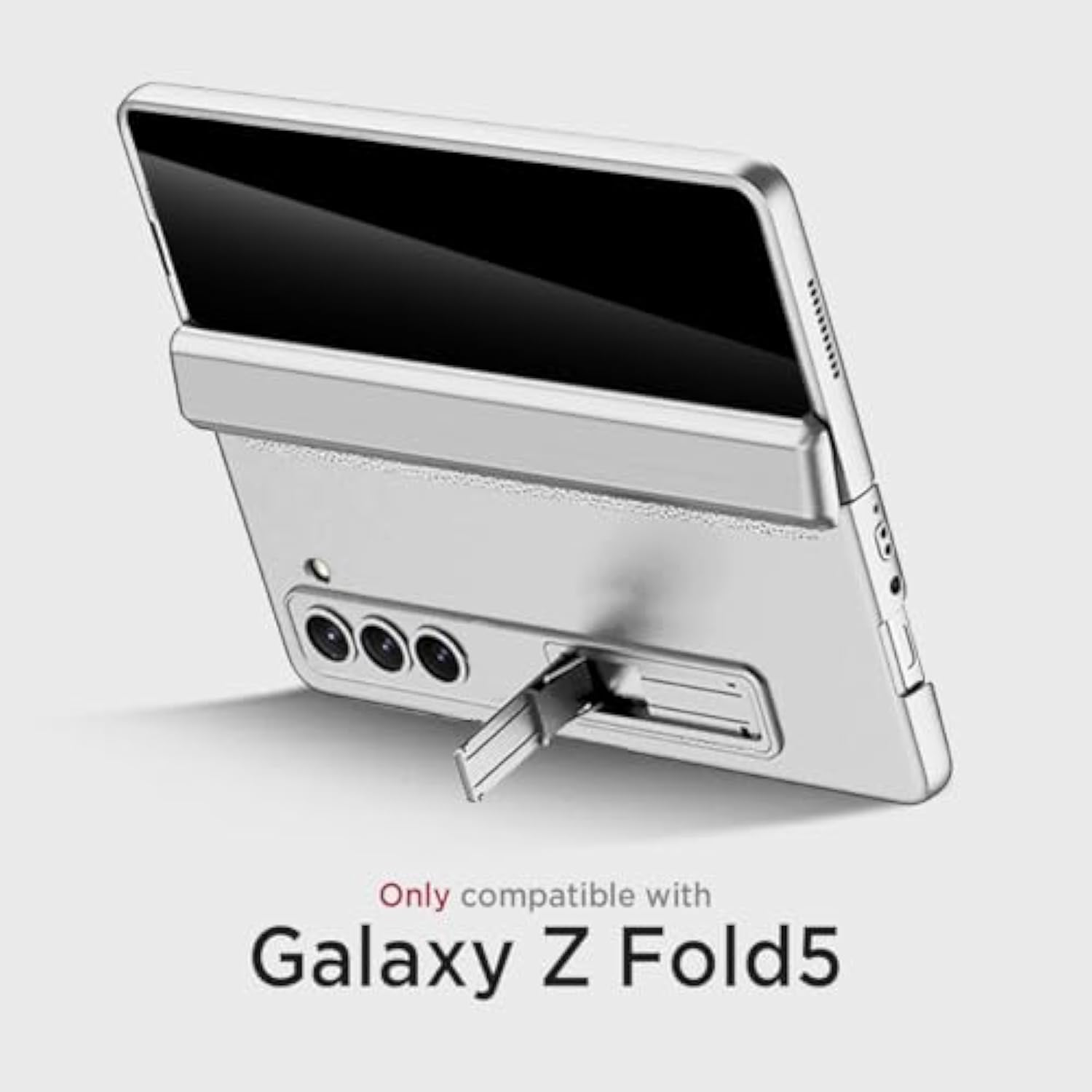 Miimall for Samsung Galaxy Z Fold 5 Case with Privacy Screen Protector, Built-in Adjustable Kickstand & Magnetic Hinge Protection All-Inclusive Protective Case for Galaxy Z Fold 5 5G(Silver)