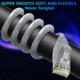 Cat 6 Ethernet Cable 100 Ft-Gray, High Speed Internet Cable (6 Colors For Sele