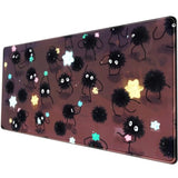 Desk Pad Anime Black Pom Poms Gaming Mouse Pad Large Star Designs Desk Office Decor Exclusive Beautiful Girls Mouse Pad For Women Desktop With Stitched Edges Non-Slip Computer Mat 31.5X11.8In