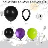 Halloween Balloon Arch Kit - Big Spider with Black, Green, Purple & Eye Balloons Decor