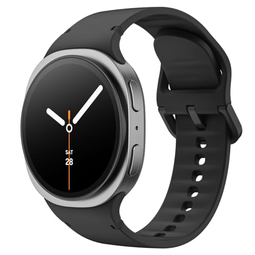 Sport Band for  Galaxy Watch 8 Band 40mm 44mm/Galaxy Watch 8 Classic 46mm, Soft Silicone Replacement Strap for Men Women, M/L, Black