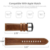 Leather Bands Compatible With Apple Watch 46Mm 45Mm 44Mm 42Mm(Series 1 2 3) Band Men Women, Vintage Genuine Leather Wristband Replacement Band Compatible For Apple Watch Iwatch Series 10 9 8 7 6 5 4 Se