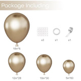 129Pc Chrome Gold Balloons Mixed Sizes 18In Champagne Arch Party Decor