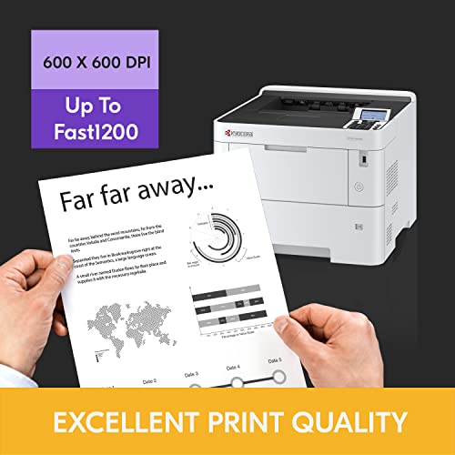 Ecosys Pa4500X Monochrome Laser Printer, 47 Ppm, 600 X 600 Dpi And Up To Fine 1200 Dpi, 600 Sheet Tray, 100 Sheet Mpt, Duplex, 5 Line Lcd W/Hard Key Panel, Gigabit Ethernet, Usb, 512 Mb