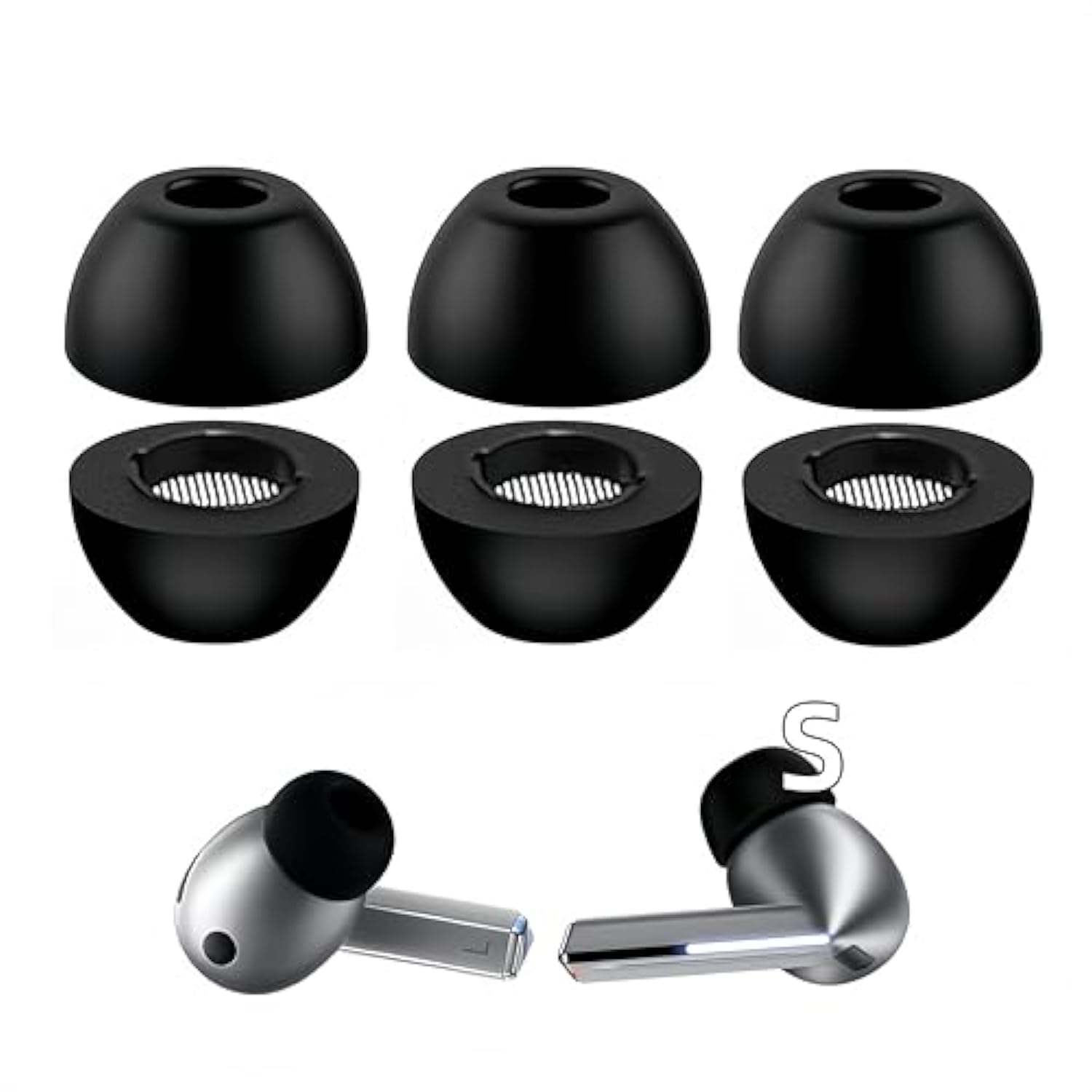 3 Pairs Galaxy Buds 3 Pro Ear Tips, Silicone Ear Tips, Compatible With Galaxy Buds 3 Pro 2024 Sm-R630 Earbuds Tips, Fit In Charging Case Replacement Ear Tips, Small